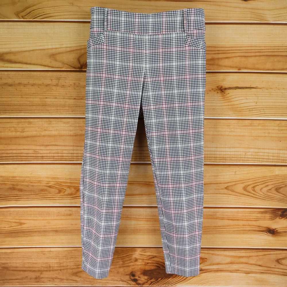 SOHO Leggings High Rise Womens Size L Multicolor Plaid Stretch Faux Pockets